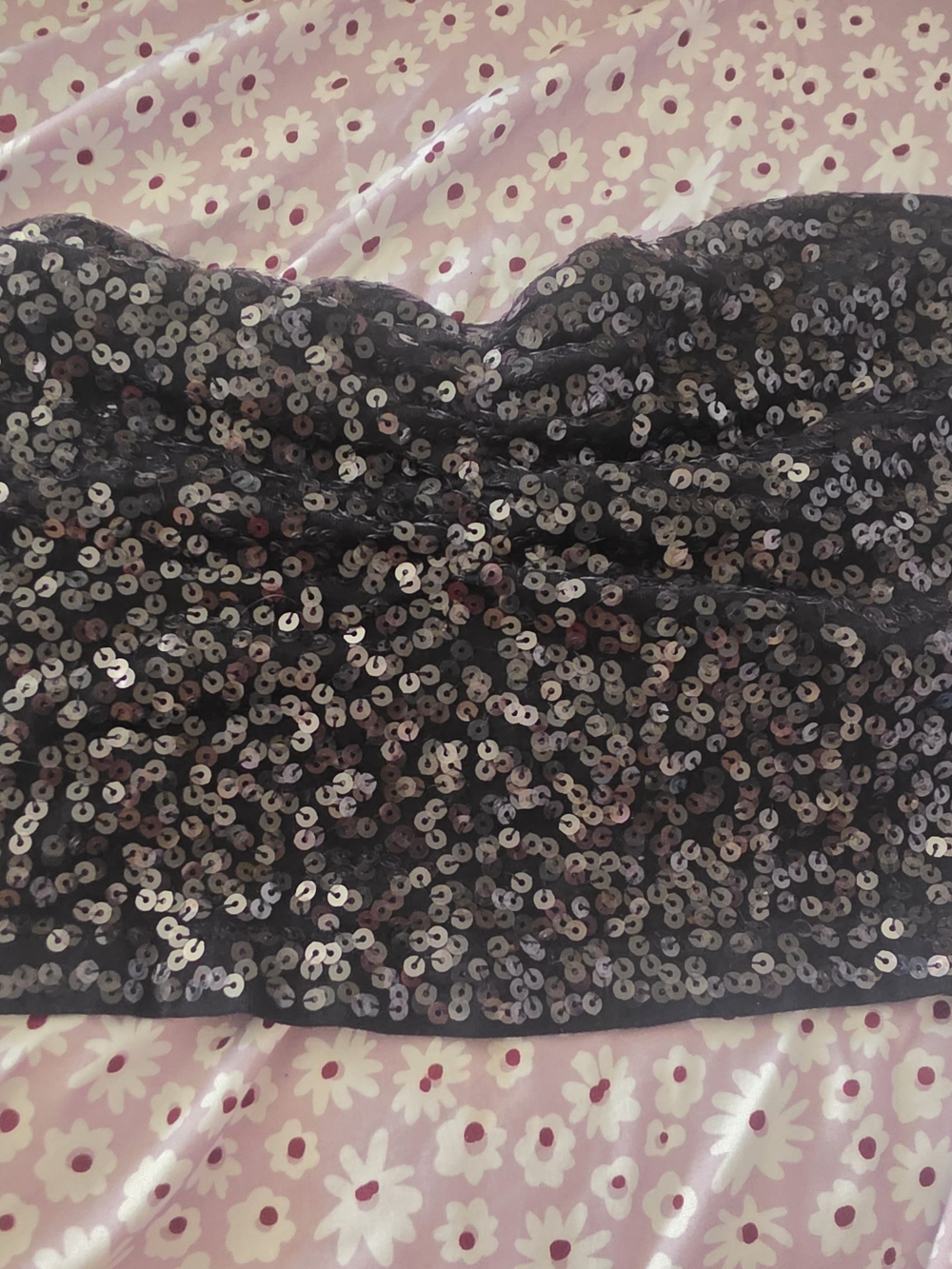 Express Black Sequin Strapless Bustier Tube Top
